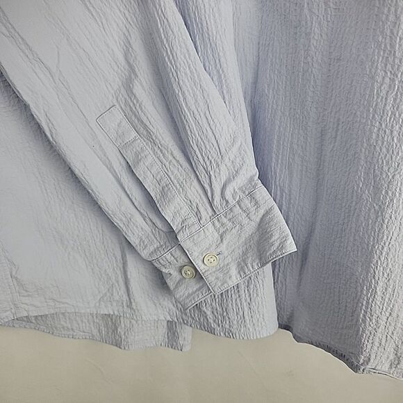 Theory Irving Shirt Mens XXL Pale Blue Seersucker Long Sleeve Stretch Cotton - Picture 7 of 11
